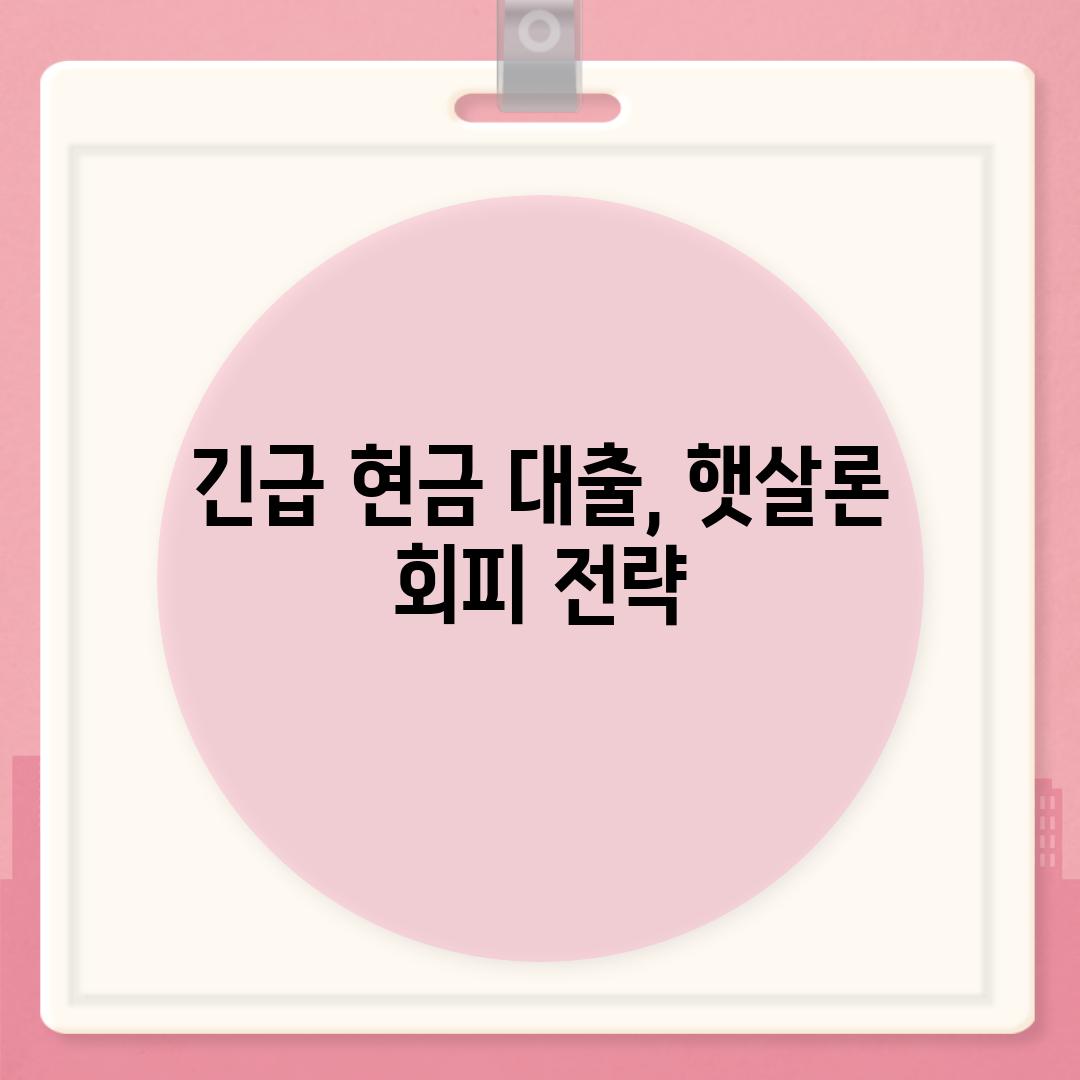 긴급 현금 대출, 햇살론 회피 전략