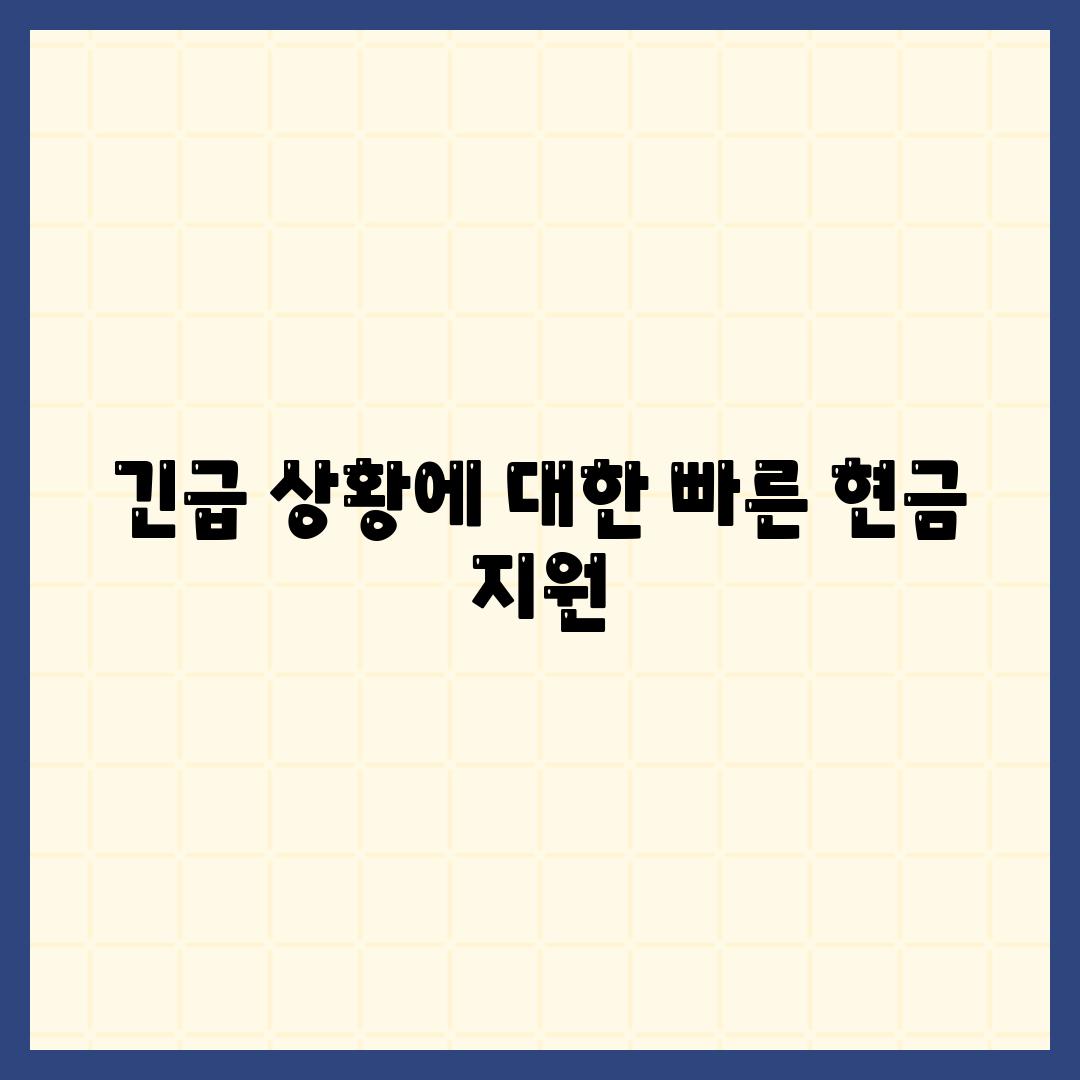 긴급 상황에 대한 빠른 현금 지원