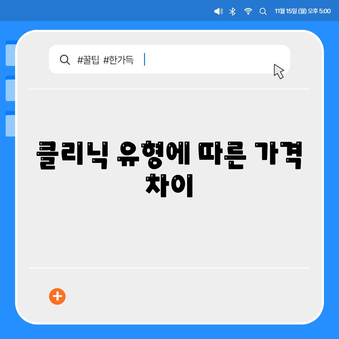 클리닉 유형에 따른 가격 차이