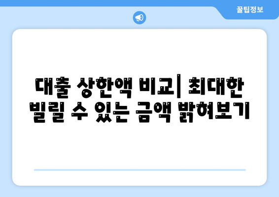 대출 상한액 비교| 최대한 빌릴 수 있는 금액 밝혀보기