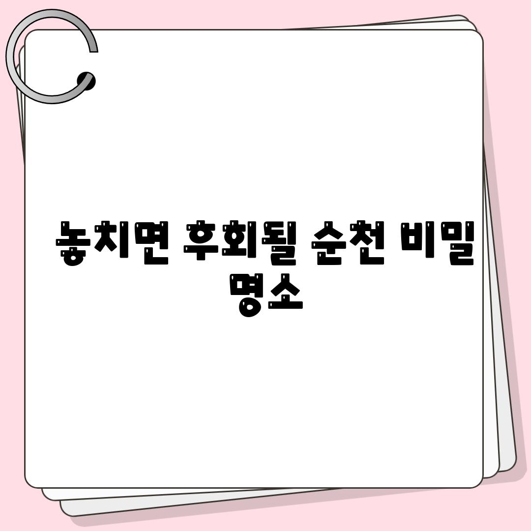 놓치면 후회될 순천 비밀 명소