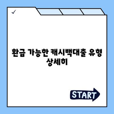 환급 가능한 캐시백대출 유형 상세히