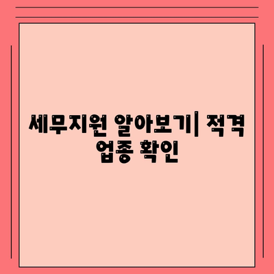 세무지원 알아보기| 적격 업종 확인