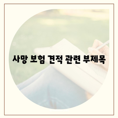 사망 보험 견적