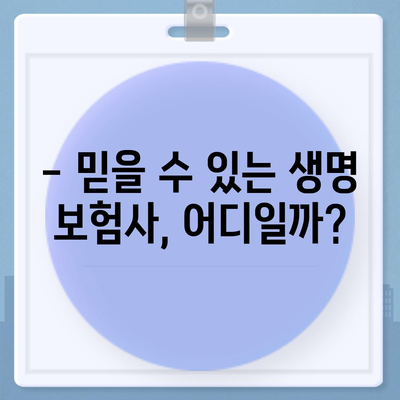 생명 보험사 추천