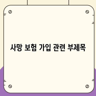 사망 보험 가입