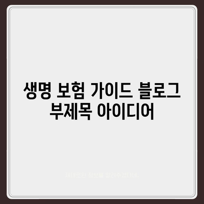 생명 보험 가이드