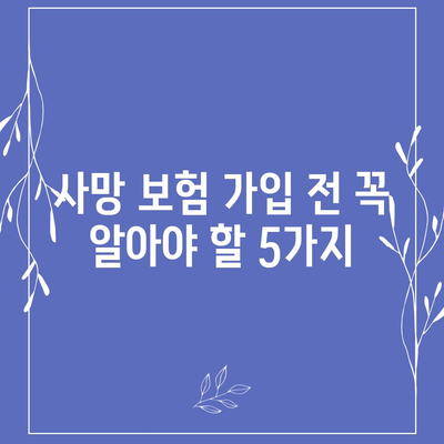 사망 보험 상담