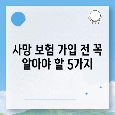 사망 보험 상품