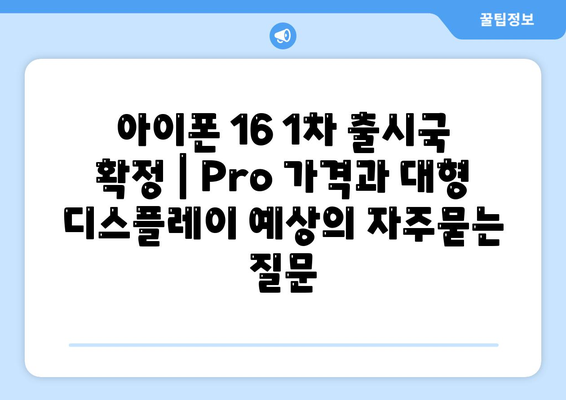 아이폰 16 1차 출시국 확정 | Pro 가격과 대형 디스플레이 예상