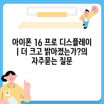 아이폰 16 프로 디스플레이 | 더 크고 밝아졌는가?