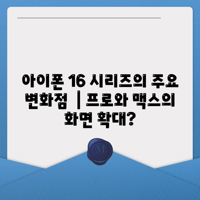 아이폰 16 시리즈의 주요 변화점 | 프로와 맥스의 화면 확대?