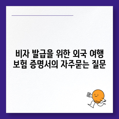 비자 발급을 위한 외국 여행 보험 증명서