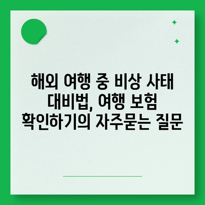 해외 여행 중 비상 사태 대비법, 여행 보험 확인하기