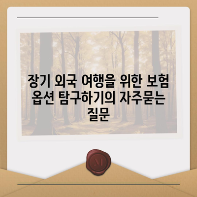 장기 외국 여행을 위한 보험 옵션 탐구하기