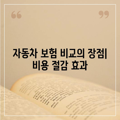 자동차 보험 비교의 이점과 단점