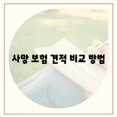 사망 보험 견적