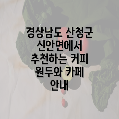 경상남도 산청군 신안면에서 추천하는 커피 원두와 카페 안내