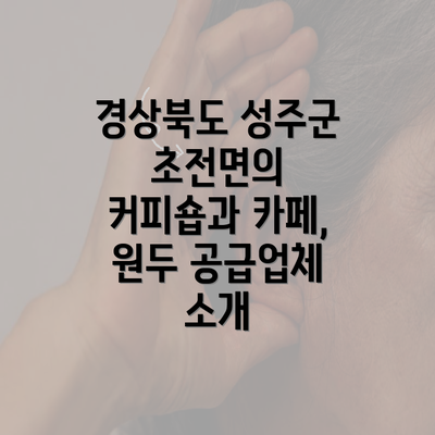 경상북도 성주군 초전면의 커피숍과 카페, 원두 공급업체 소개