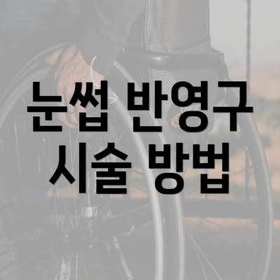 눈썹 반영구 시술 방법