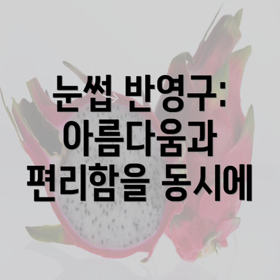 눈썹 반영구: 아름다움과 편리함을 동시에