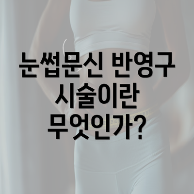 눈썹문신 반영구 시술이란 무엇인가?