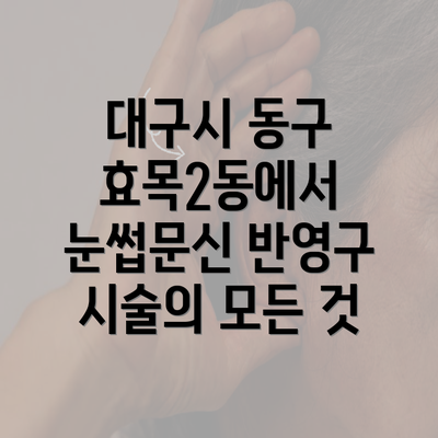 대구시 동구 효목2동에서 눈썹문신 반영구 시술의 모든 것