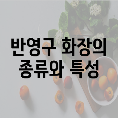 반영구 화장의 종류와 특성