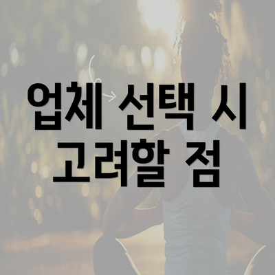 업체 선택 시 고려할 점