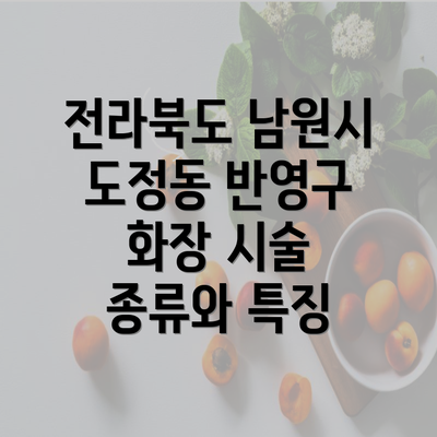 전라북도 남원시 도정동 반영구 화장 시술 종류와 특징