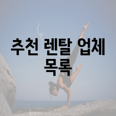 추천 렌탈 업체 목록