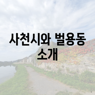 사천시와 벌용동 소개