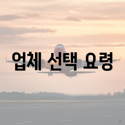 업체 선택 요령