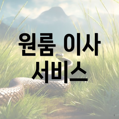 원룸 이사 서비스