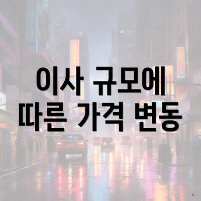 이사 규모에 따른 가격 변동