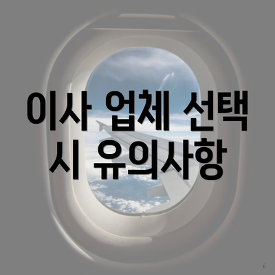 이사 업체 선택 시 유의사항