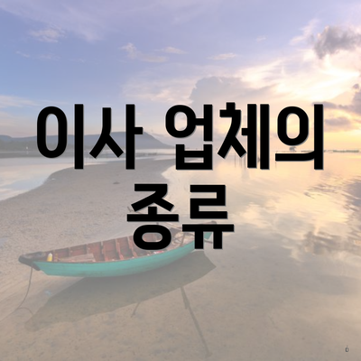 이사 업체의 종류