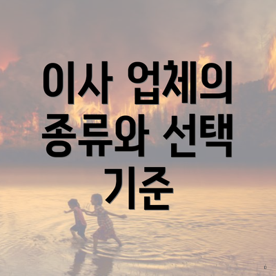 이사 업체의 종류와 선택 기준