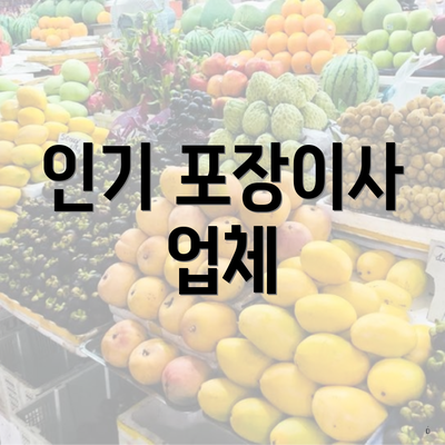 인기 포장이사 업체