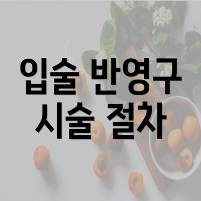 입술 반영구 시술 절차