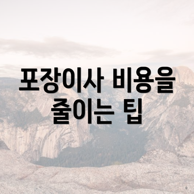 포장이사 비용을 줄이는 팁