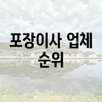 포장이사 업체 순위