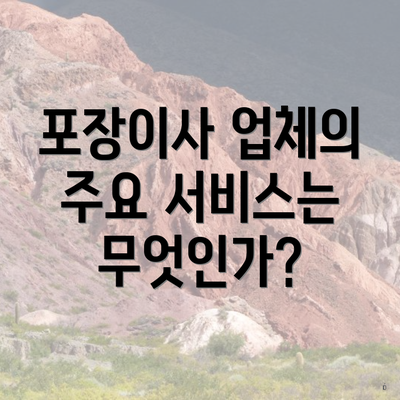 포장이사 업체의 주요 서비스는 무엇인가?