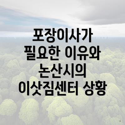 포장이사가 필요한 이유와 논산시의 이삿짐센터 상황