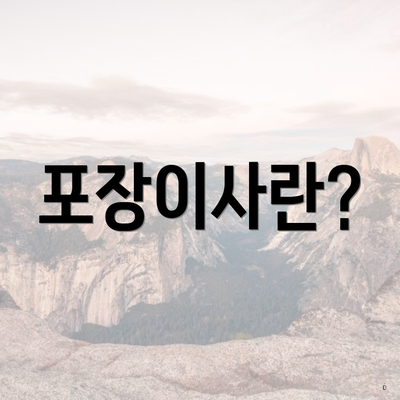 포장이사란?