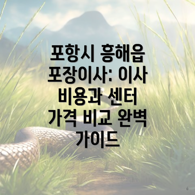 포항시 흥해읍 포장이사: 이사 비용과 센터 가격 비교 완벽 가이드